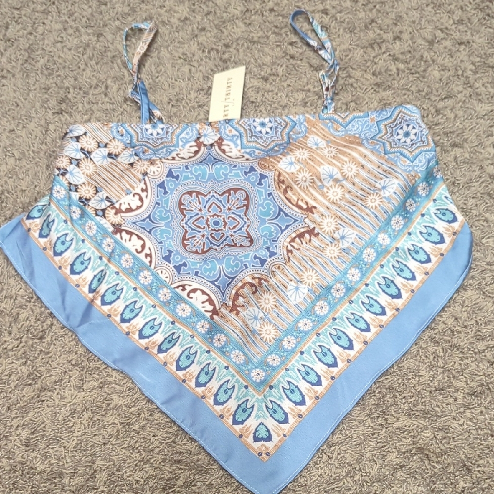 Paisley Print Light Blue Scarf-Cami Top